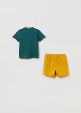 Ovs Kids Boy T-Shirt And Shorts Set With Embroidered Tiger